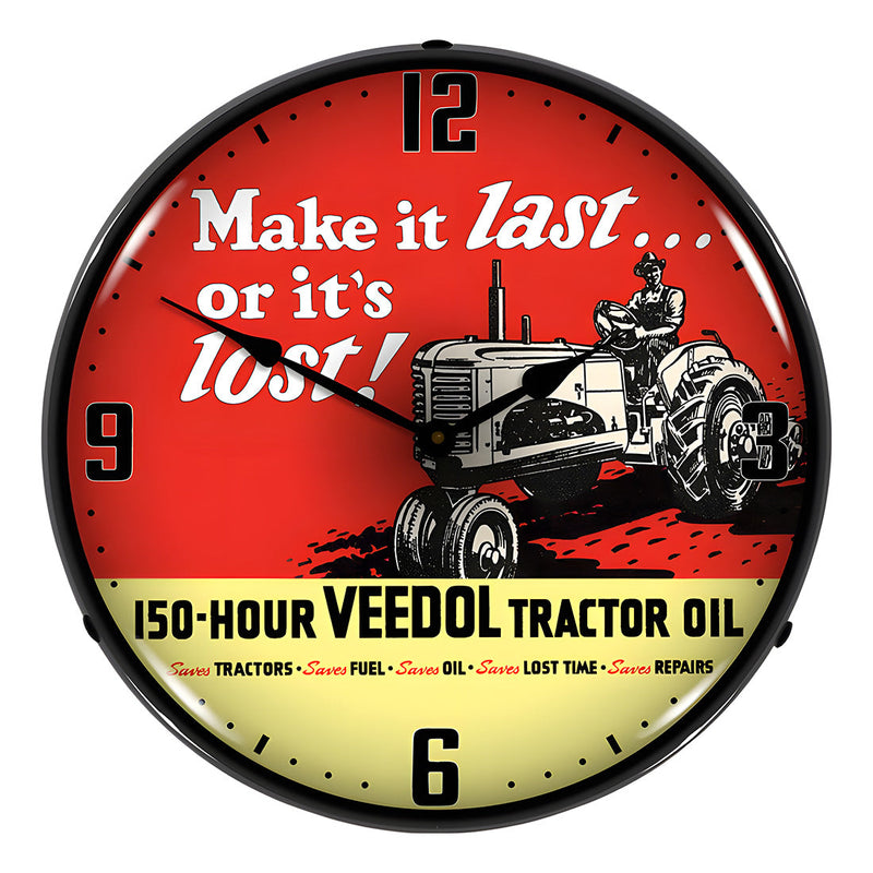Collectable Sign and Clock Veedol Tractor Oil Backlit Wall Clock