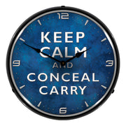 Collectable Sign and Clock Keep Calm and Conceal Carry Backlit Wall Clock