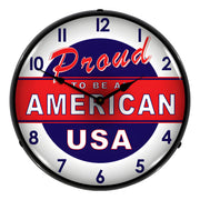 Collectable Sign and Clock Proud to be an American Backlit Wall Clock
