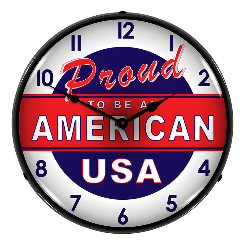 Collectable Sign and Clock Proud to be an American Backlit Wall Clock