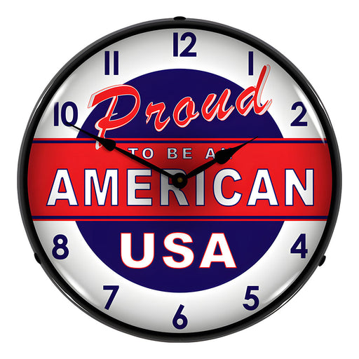 Collectable Sign and Clock Proud to be an American Backlit Wall Clock