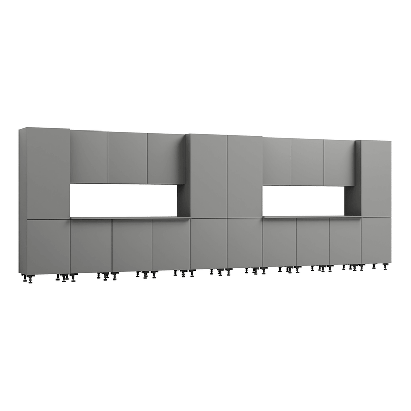 Klovo Grey 18-Piece Garage Cabinet System with Laminated Worktops