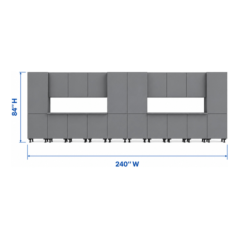 Klovo Grey 18-Piece Garage Cabinet System with Laminated Worktops