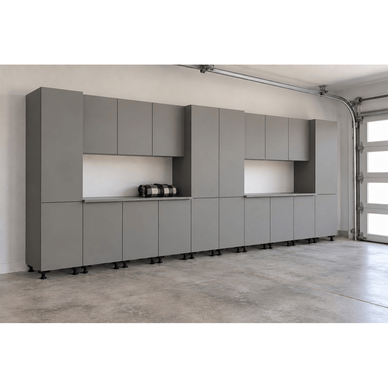 Klovo Grey 18-Piece Garage Cabinet System with Laminated Worktops