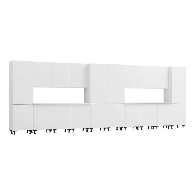 Klovo White 18-Piece Garage Cabinet System with Laminated Worktops
