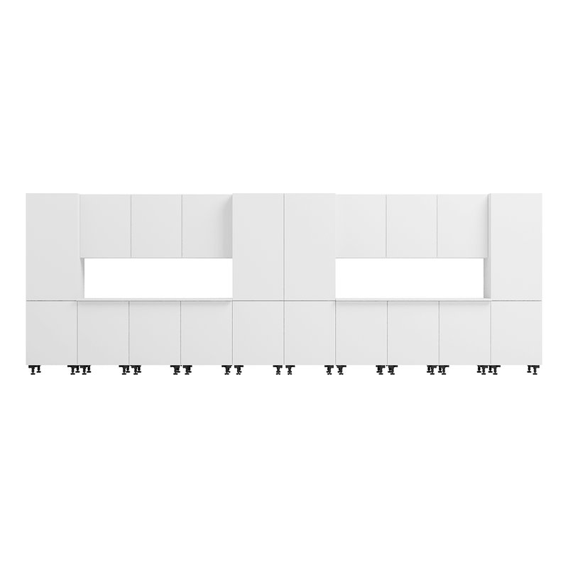 Klovo White 18-Piece Garage Cabinet System with Laminated Worktops