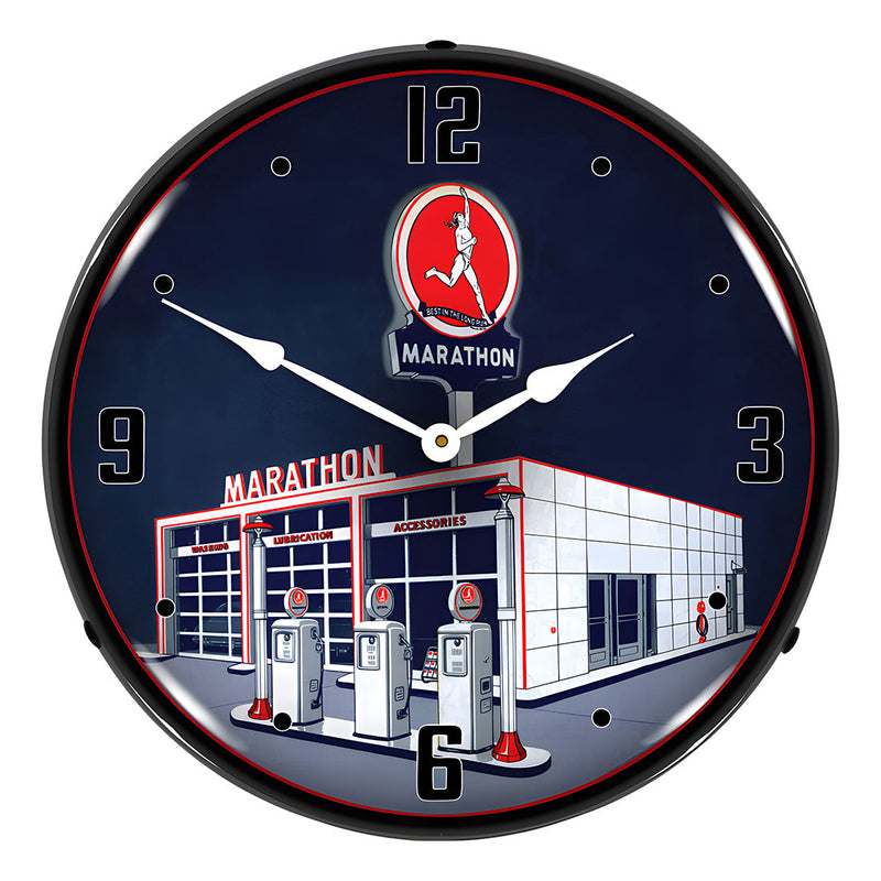 Collectable Sign and Clock Marathon Gas Backlit Wall Clock