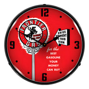 Collectable Sign and Clock Frontier Gas Backlit Wall Clock