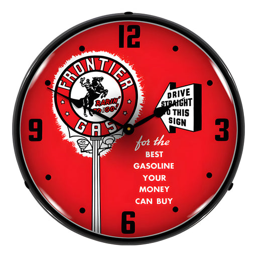 Collectable Sign and Clock Frontier Gas Backlit Wall Clock