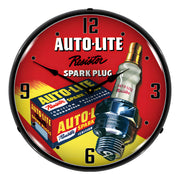 Collectable Sign and Clock Autolite Resistor Spark Plugs Backlit Wall Clock