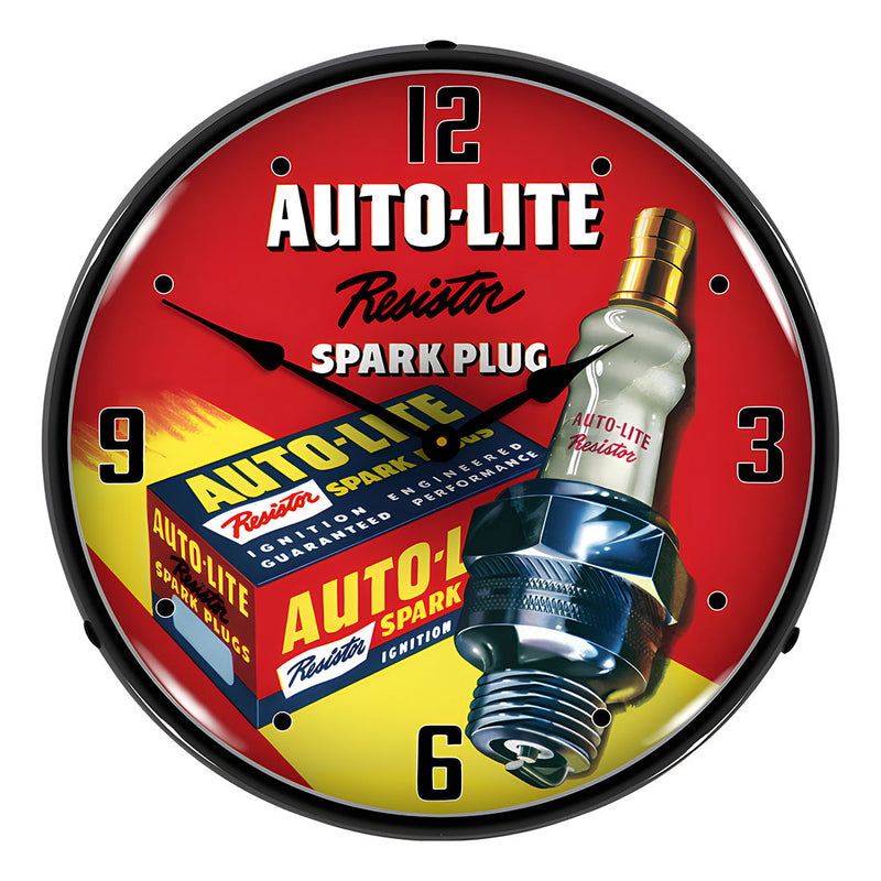 Collectable Sign and Clock Autolite Resistor Spark Plugs Backlit Wall Clock