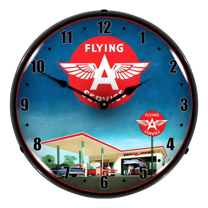 Collectable Sign and Clock Flying A Service Backlit Wall Clock