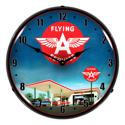 Collectable Sign and Clock Flying A Service Backlit Wall Clock