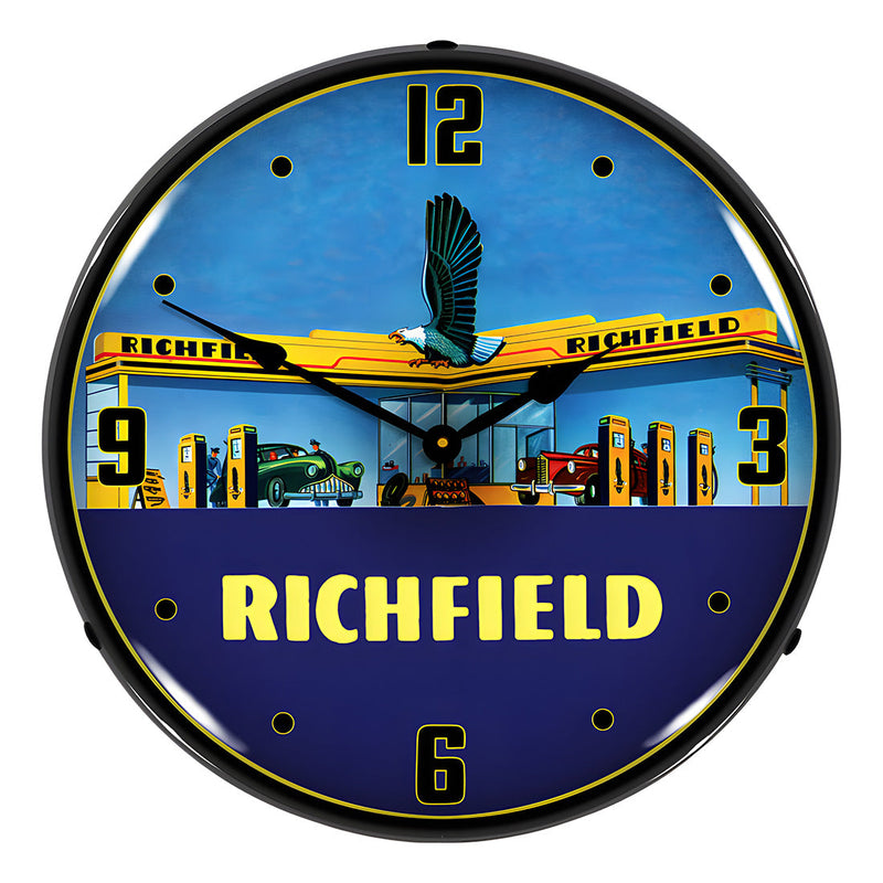Collectable Sign and Clock Richfield Gas Station Backlit Wall Clock