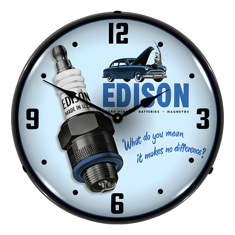 Collectable Sign and Clock Edison Spark Plugs Backlit Wall Clock