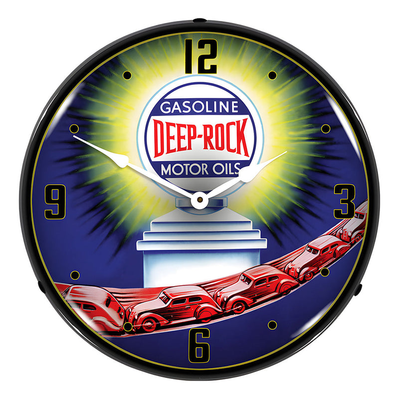 Collectable Sign and Clock Deep Rock Gasoline and Motor Oils Backlit Wall Clock
