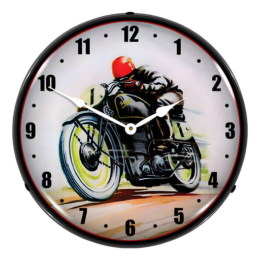 Collectable Sign and Clock Road Racer Motorcycle Backlit Wall Clock