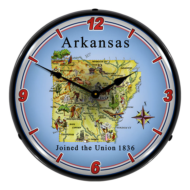 Collectable Sign and Clock State of Arkansas Backlit Wall Clock