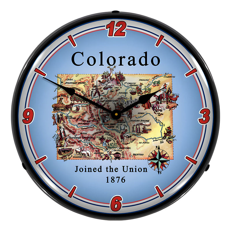 Collectable Sign and Clock State of Colorado Backlit Wall Clock