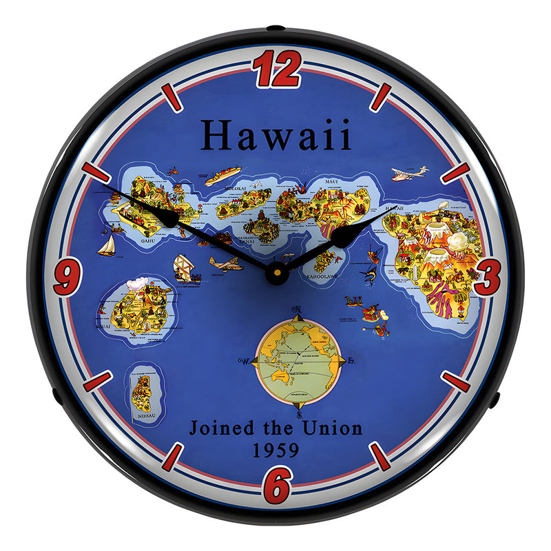 Collectable Sign and Clock State of Hawaii Backlit Wall Clock
