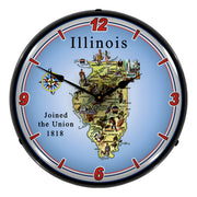 Collectable Sign and Clock State of Illinois Backlit Wall Clock