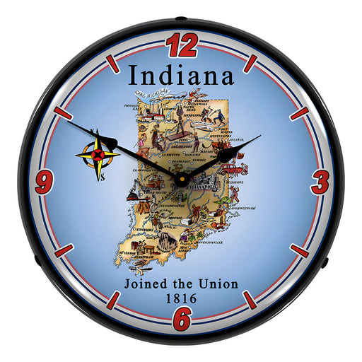 Collectable Sign and Clock State of Indiana Backlit Wall Clock