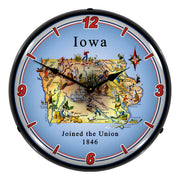 Collectable Sign and Clock State of Iowa Backlit Wall Clock