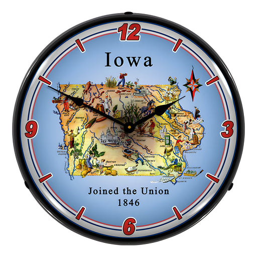 Collectable Sign and Clock State of Iowa Backlit Wall Clock