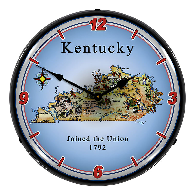 Collectable Sign and Clock State of Kentucky Backlit Wall Clock