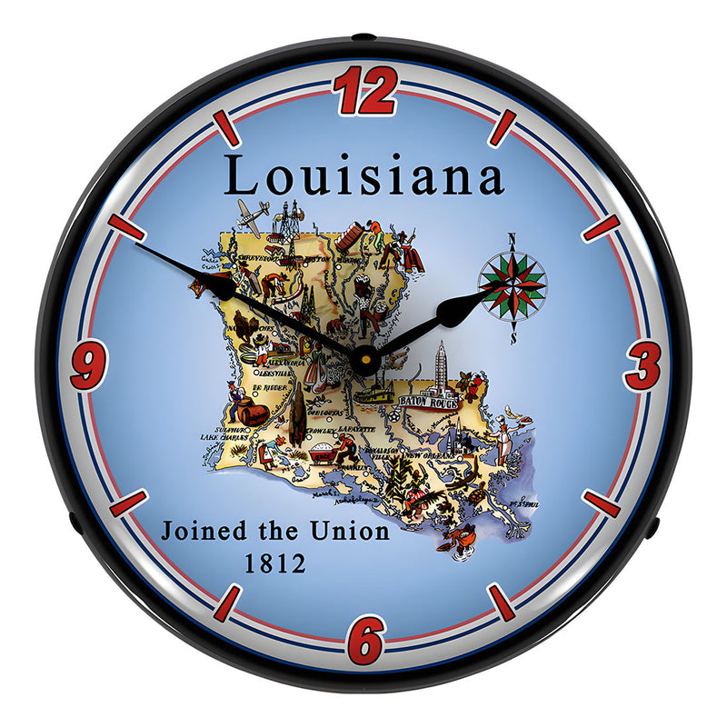 Collectable Sign and Clock State of Louisiana Backlit Wall Clock