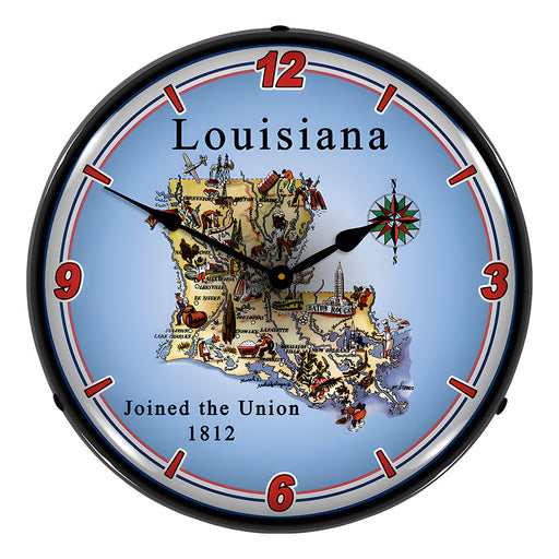 Collectable Sign and Clock State of Louisiana Backlit Wall Clock