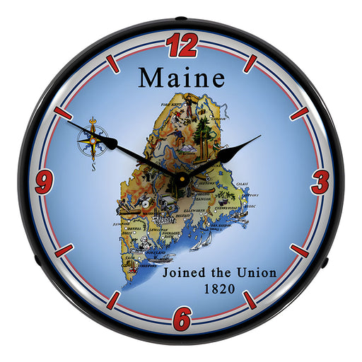 Collectable Sign and Clock State of Maine Backlit Wall Clock