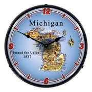 Collectable Sign and Clock State of Michigan Backlit Wall Clock