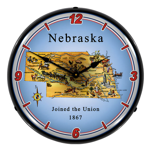 Collectable Sign and Clock State of Nebraska Backlit Wall Clock