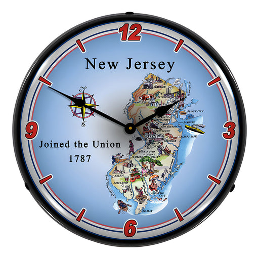 Collectable Sign and Clock State of New Jersey Backlit Wall Clock