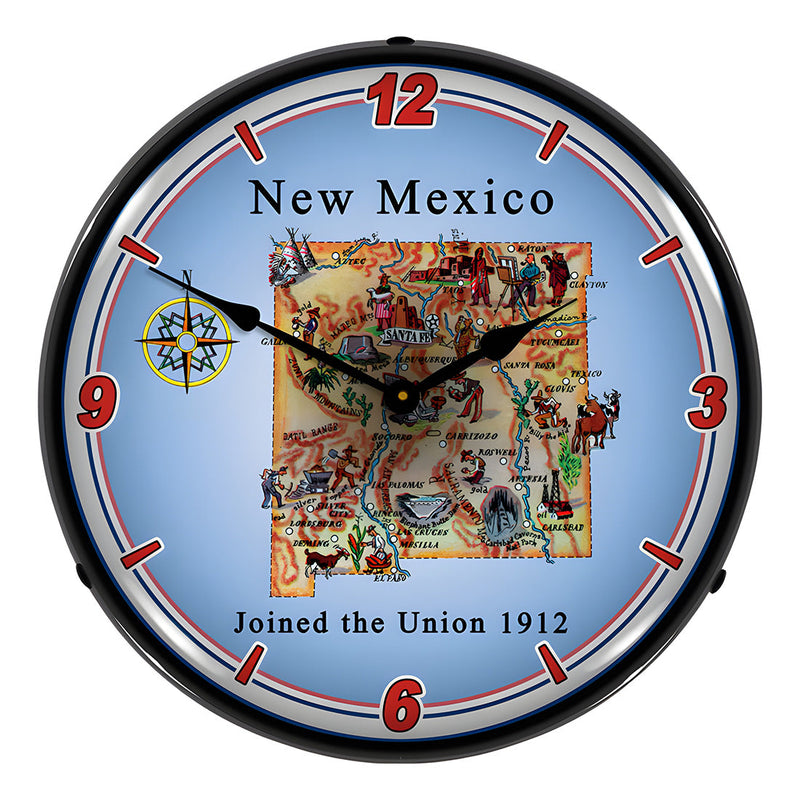 Collectable Sign and Clock State of New Mexico Backlit Wall Clock