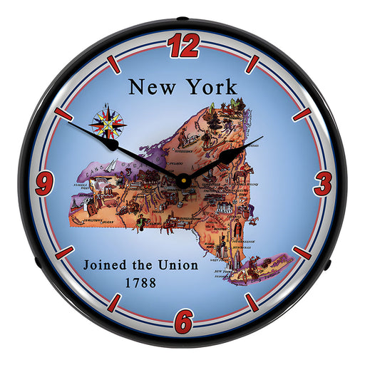Collectable Sign and Clock State of New York Backlit Wall Clock