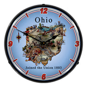 Collectable Sign and Clock State of Ohio Backlit Wall Clock