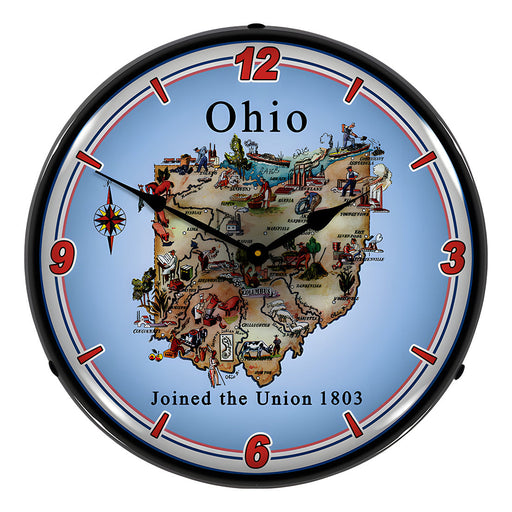 Collectable Sign and Clock State of Ohio Backlit Wall Clock