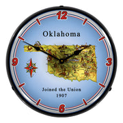 Collectable Sign and Clock State of Oklahoma Backlit Wall Clock