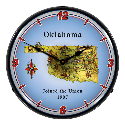 Collectable Sign and Clock State of Oklahoma Backlit Wall Clock