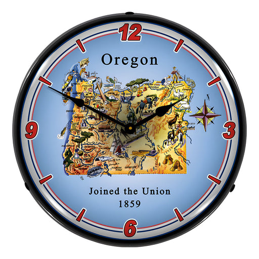 Collectable Sign and Clock State of Oregon Backlit Wall Clock