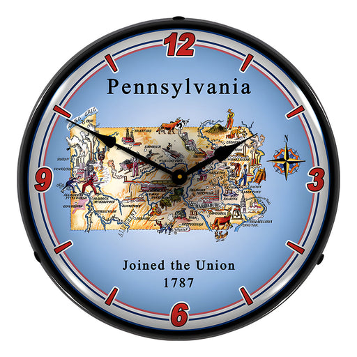 Collectable Sign and Clock State of Pennsylvania Backlit Wall Clock
