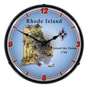 Collectable Sign and Clock State of Rhode Island Backlit Wall Clock