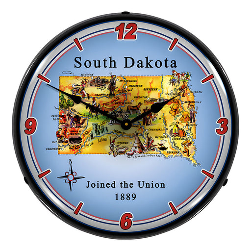 Collectable Sign and Clock State of South Dakota Backlit Wall Clock