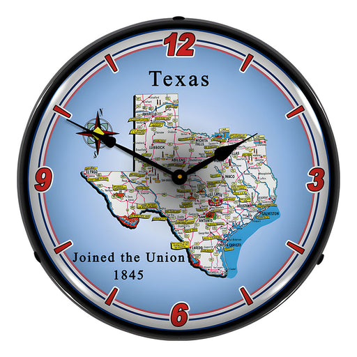 Collectable Sign and Clock State of Texas Backlit Wall Clock