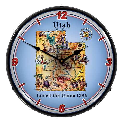 Collectable Sign and Clock State of Utah Backlit Wall Clock