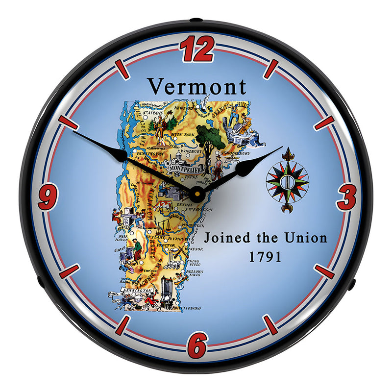 Collectable Sign and Clock State of Vermont Backlit Wall Clock