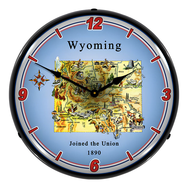 Collectable Sign and Clock State of Wyoming Backlit Wall Clock