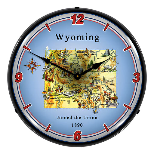 Collectable Sign and Clock State of Wyoming Backlit Wall Clock